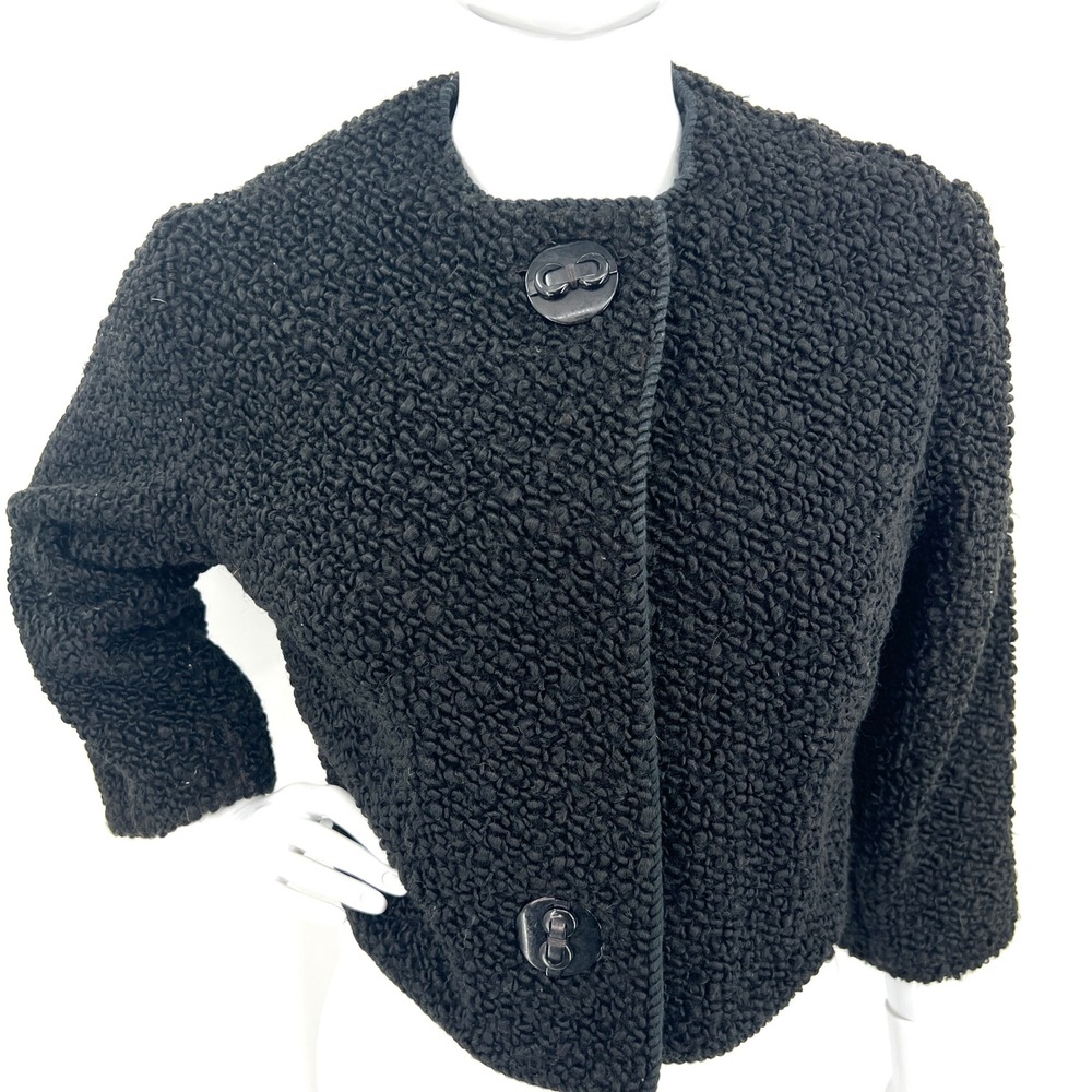 Vintage 50s Persian Curly Lamb Bolero Jacket Size M Mobwife 60s MCM‎ Rockabilly